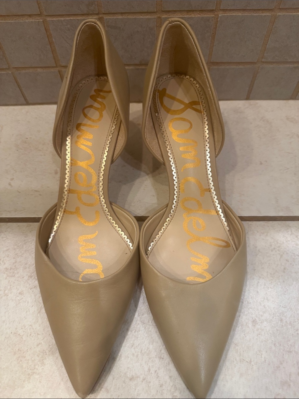 Sam Edelman Taupe Pointed D'Orsay Pumps
